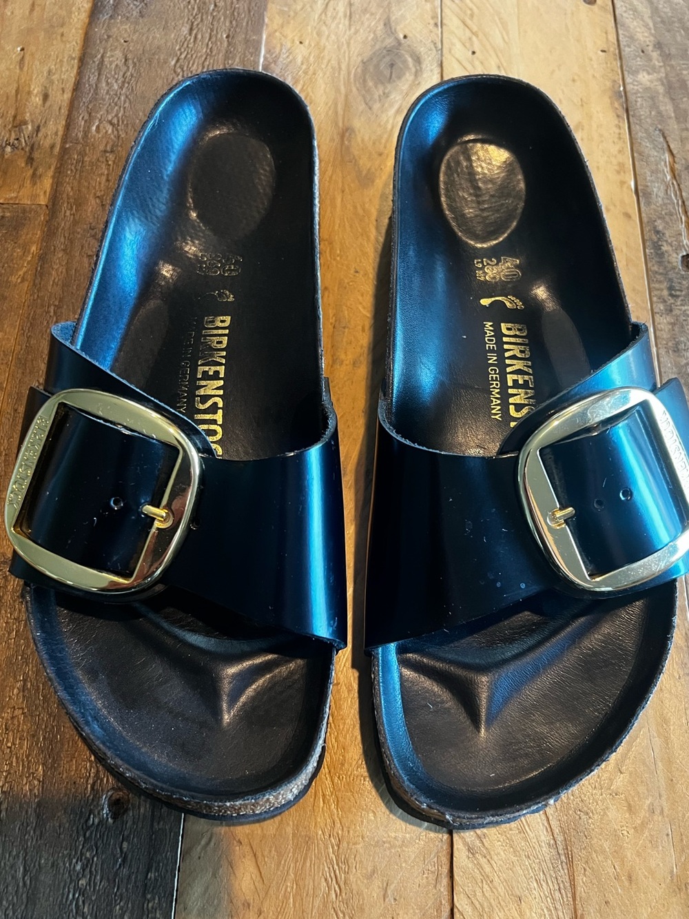 Birkenstock Madrid Big Buckle High Shine Black Patent Sandals EU 40 US 9 EUC - Picture 4 of 9